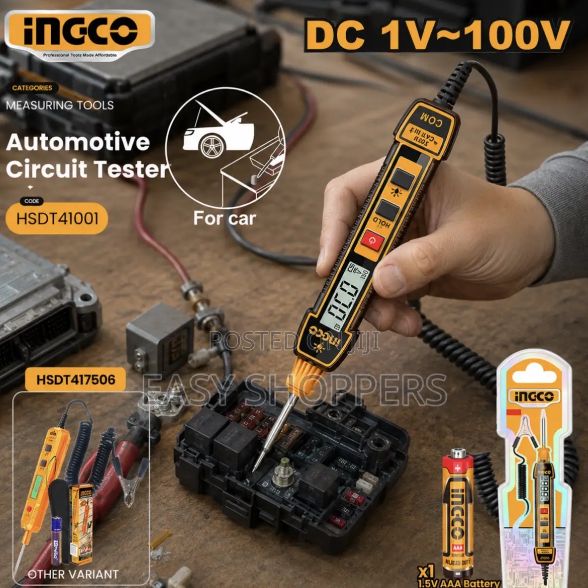 Ingco Digital Automotive Circuit Tester for Dc Voltage 1-100v.