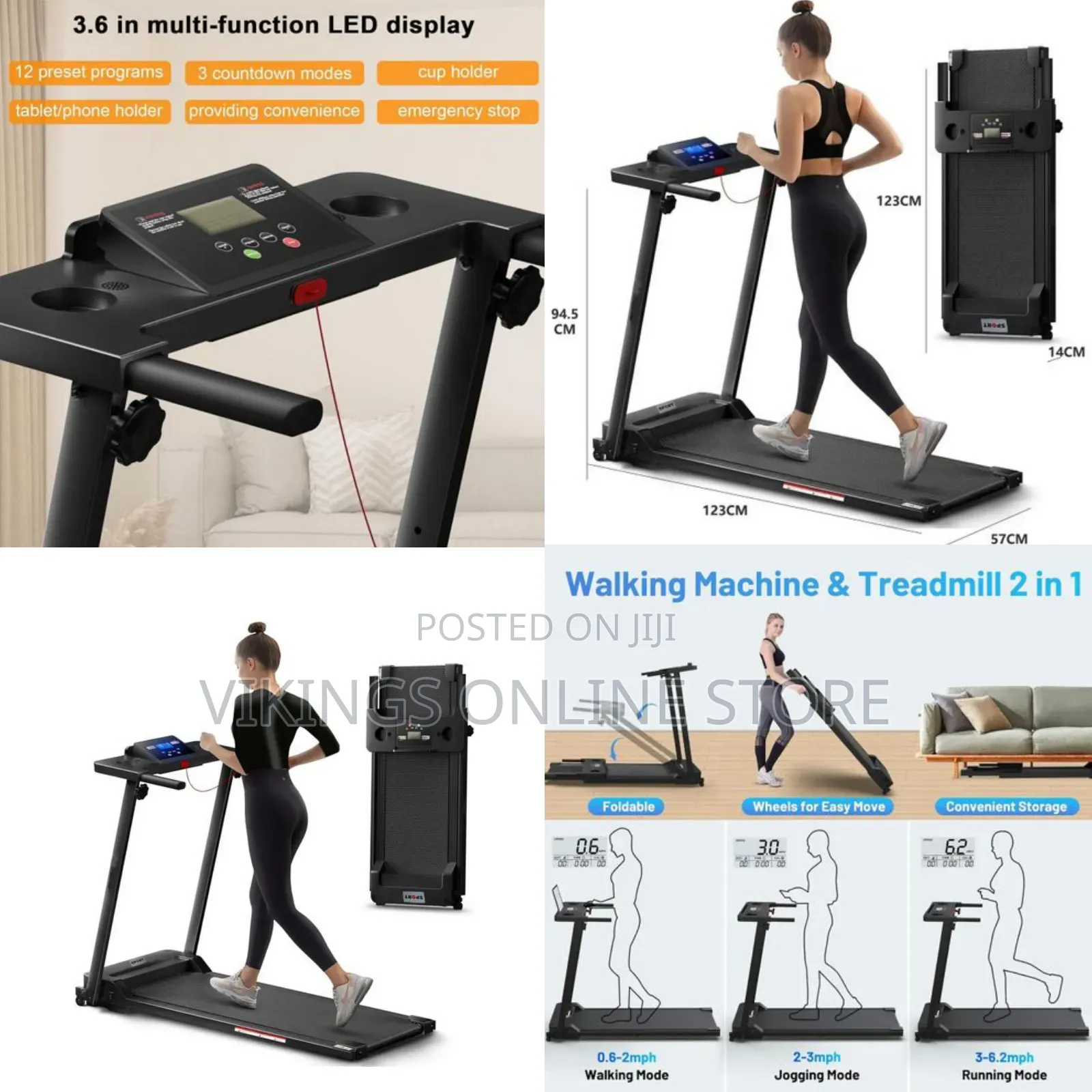 1-8km/H Folding Treadmil Portable Foldable Treadmill Fitness Equipment