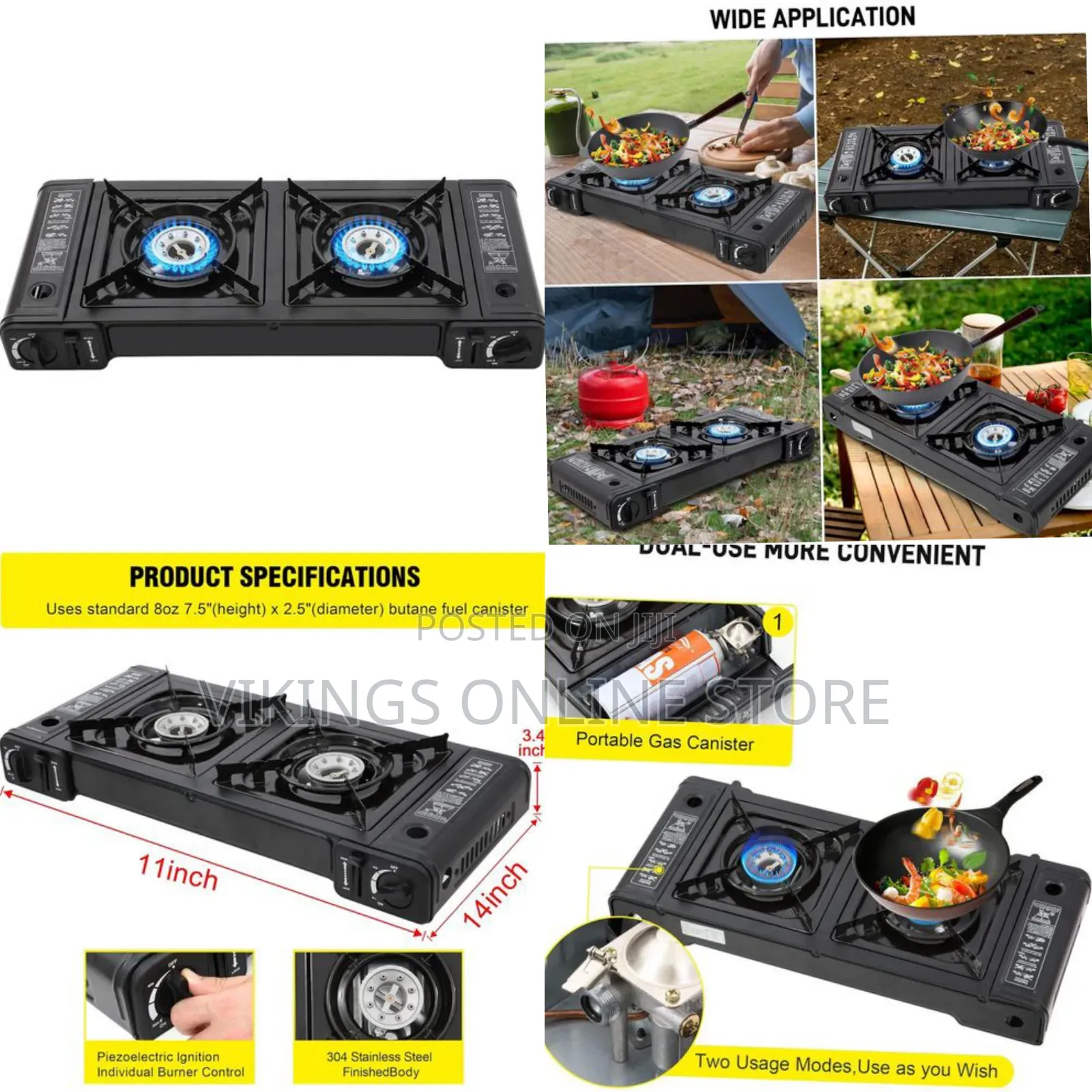 Boma Propane Camping Stove 2 Burners Portable Camping Stove Double