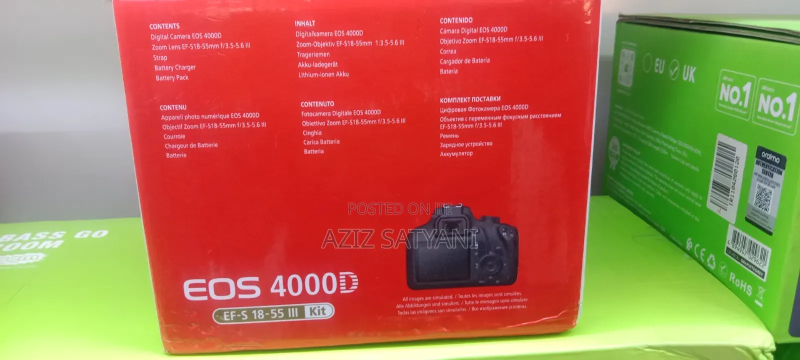 Canon 4000d DSLR Camera, 18 Mp Aps-C Sens, Video Recording at 30 FPS