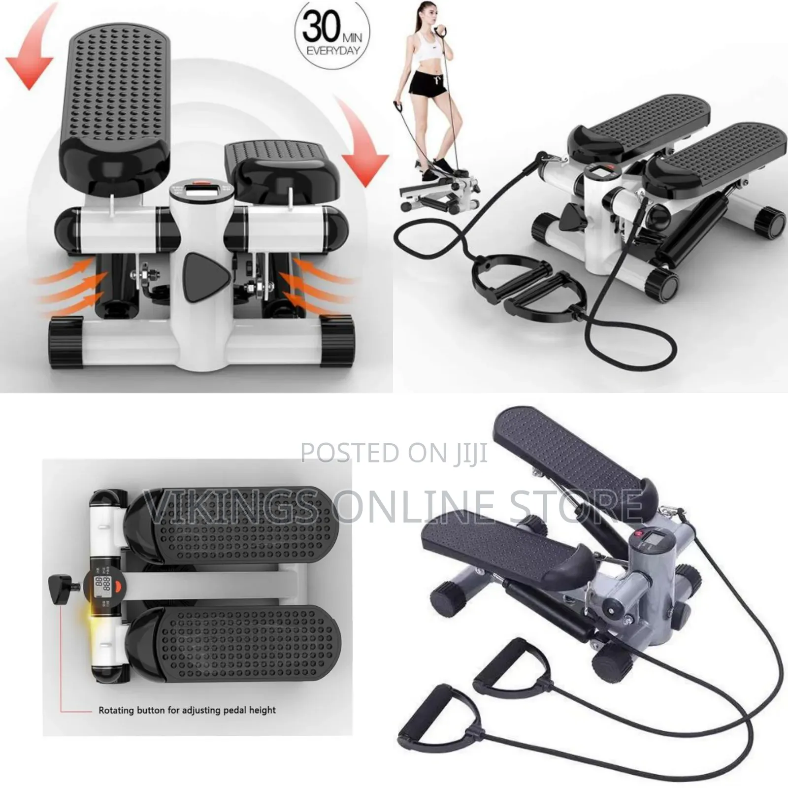 2in1 Stepper With Electric Ropes, Mini Exercise Bike Multifunction