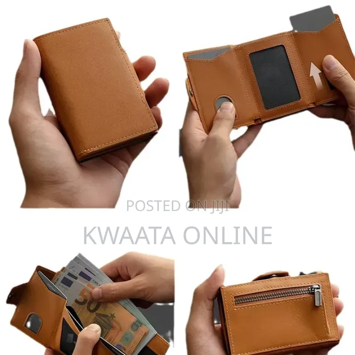 Smart Wallet With Card Holder, Rfid Blocking Pop Up Leather Card Case