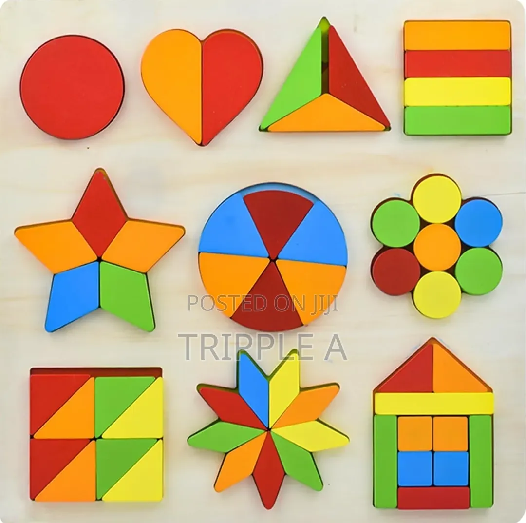 10 in 1 Wooden Kids Educational Colorful Square Tangram Game