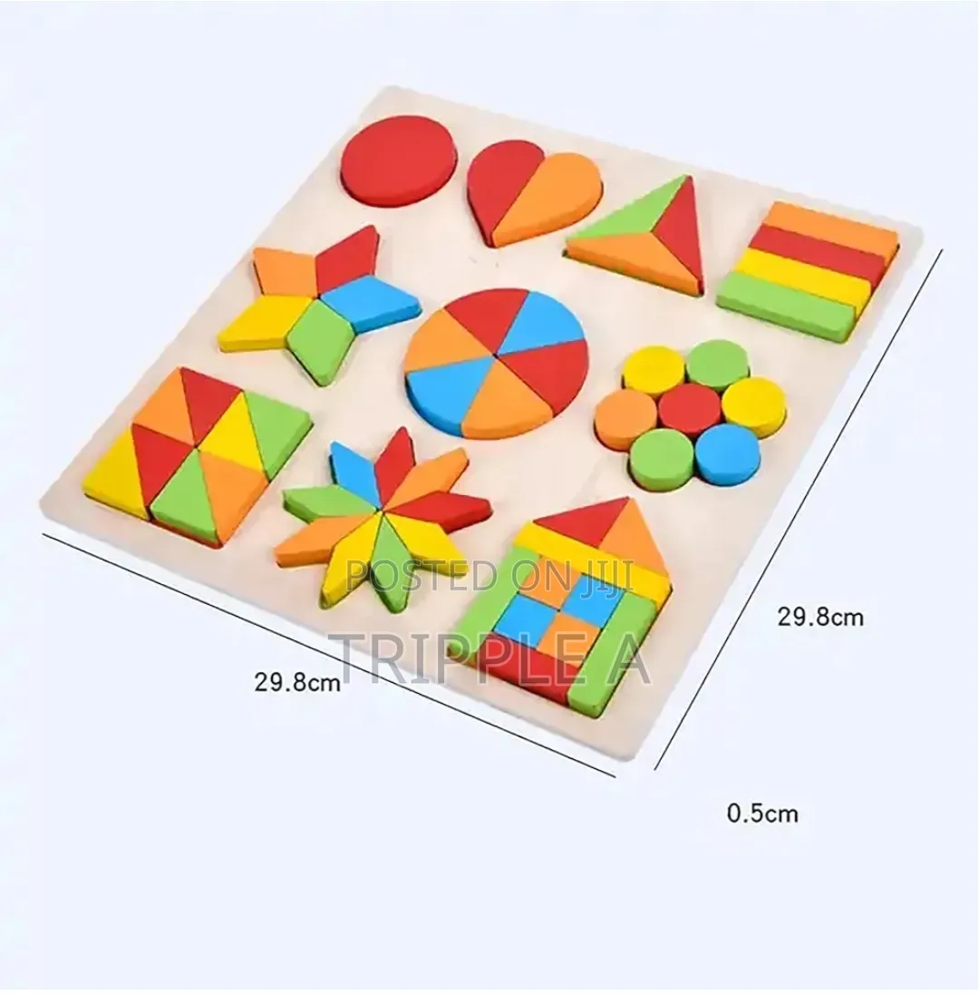 10 in 1 Wooden Kids Educational Colorful Square Tangram Game