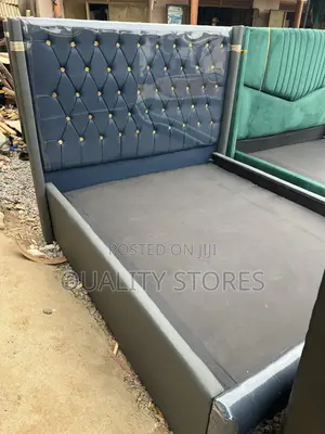 Leather Bed Five by Six Navy Blue