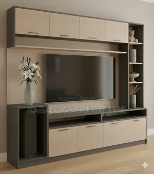 Vector/ Tv Unit | 80 Inch Tv | Frosty White/ and Walnut
/