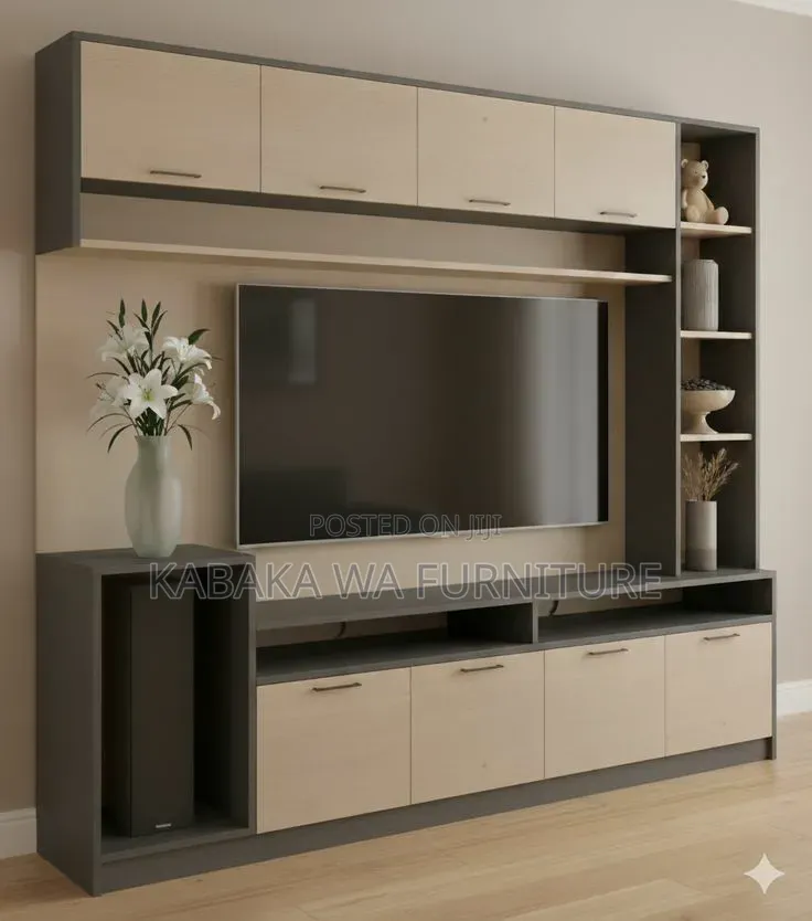 Vector/ Tv Unit | 80 Inch Tv | Frosty White/ and Walnut
/