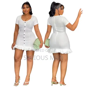 Ferdy v-Neck Flower Mini Dress in White