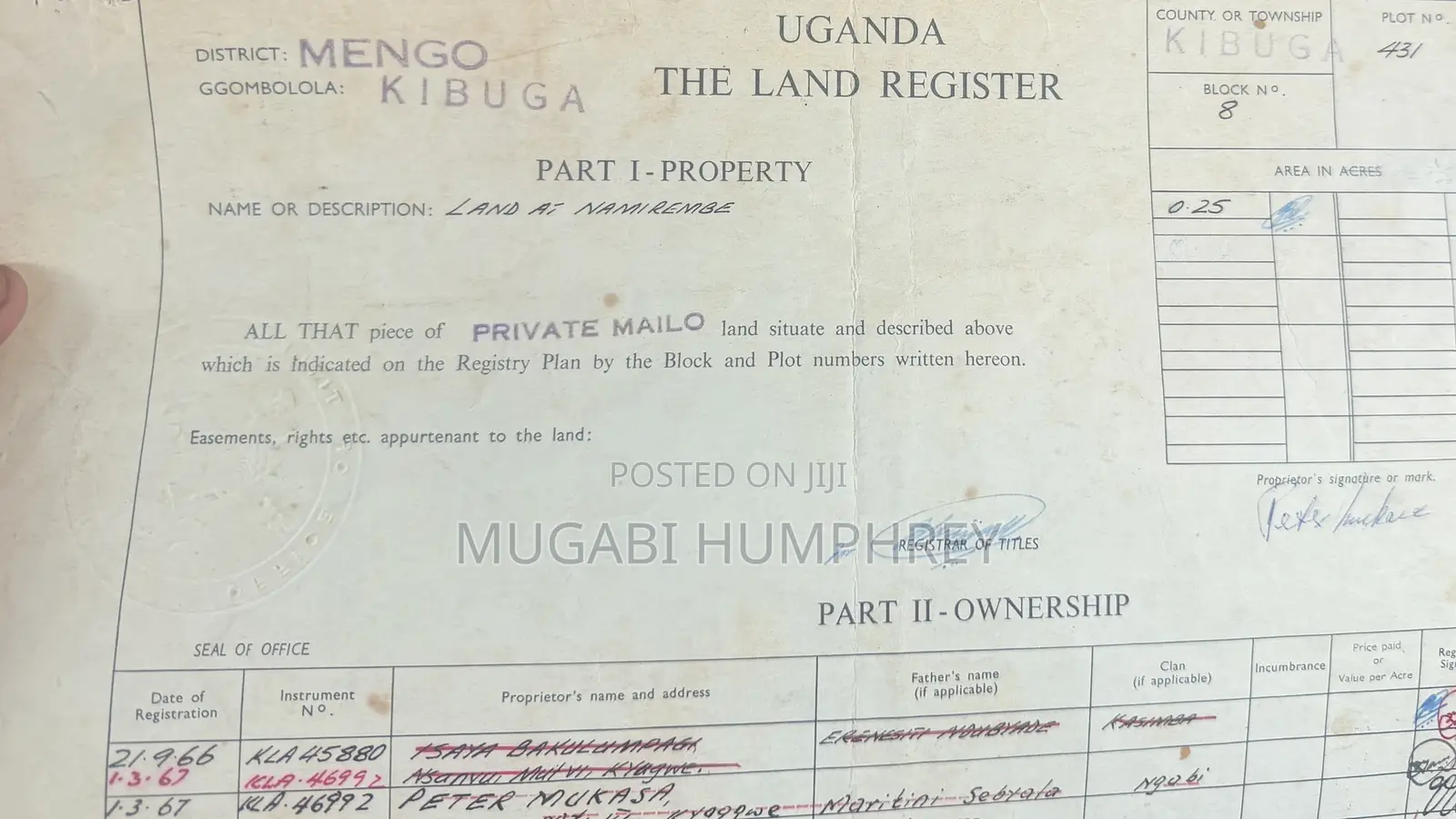 Land in Mengo 0.25 Acres