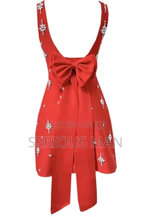 Crystal Bow Detail Backless a-Line Dress
