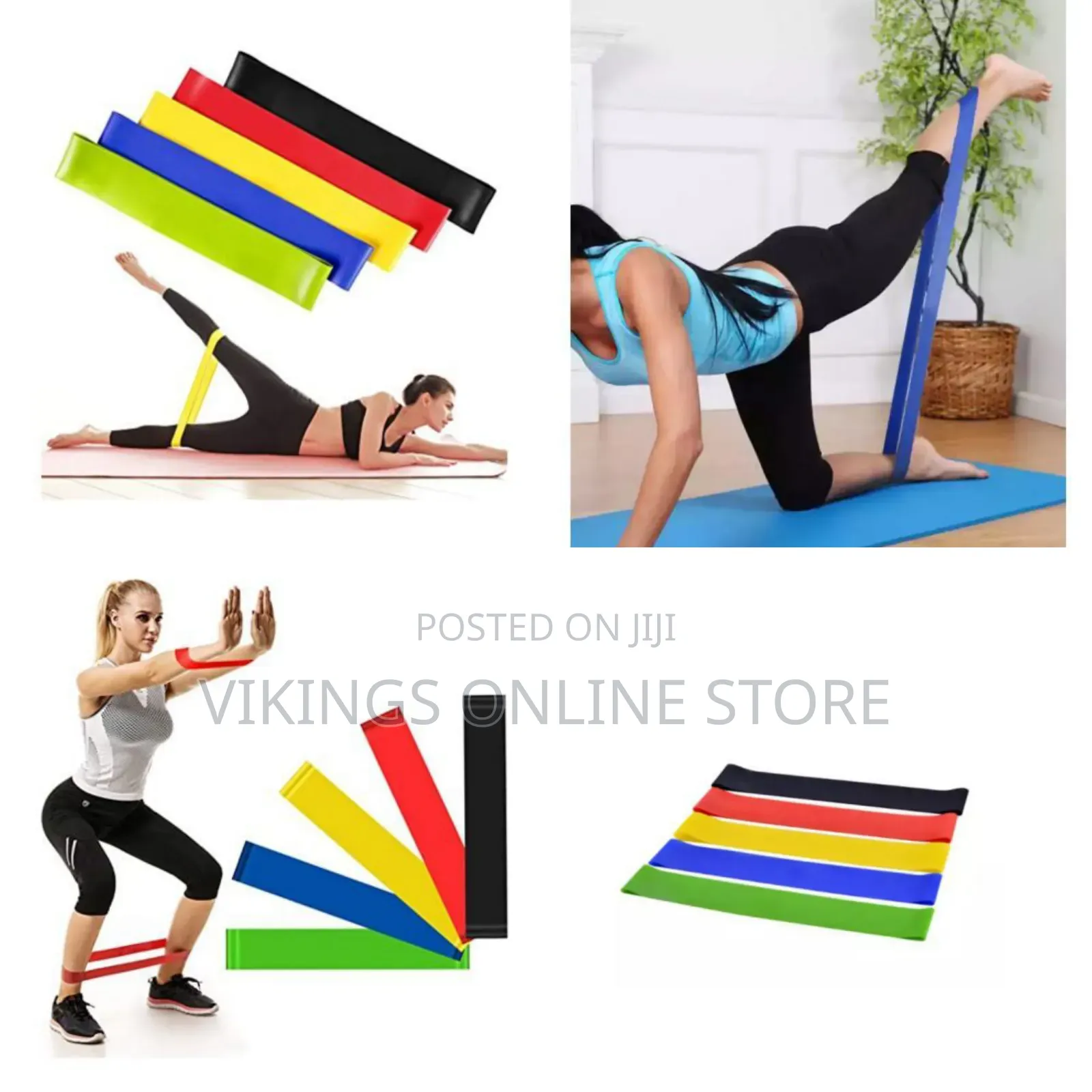 5 Piece Fitness Exercise Resistance Band Belt - Multicolours