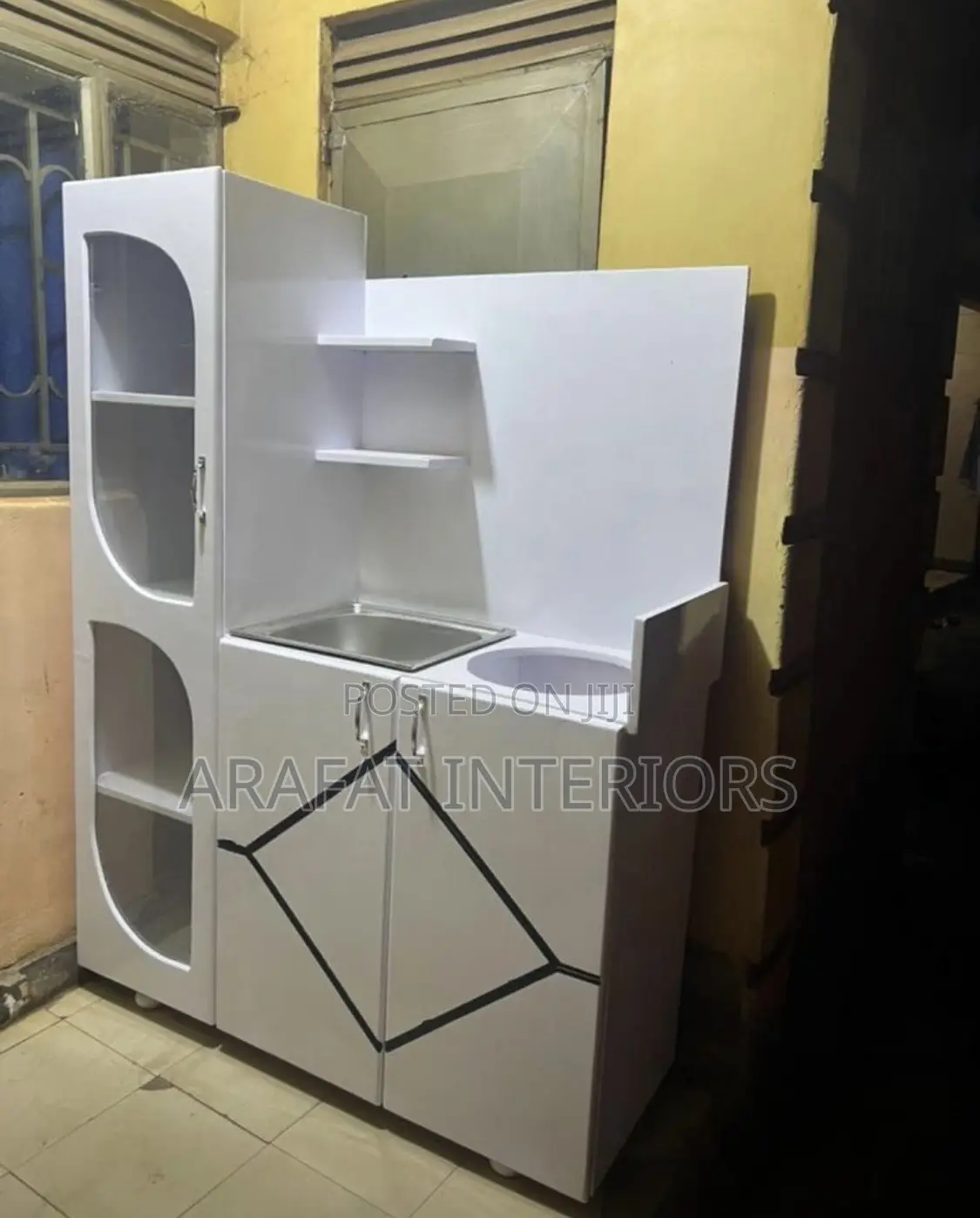 Modern White Kitchen Unit With Sink Station 