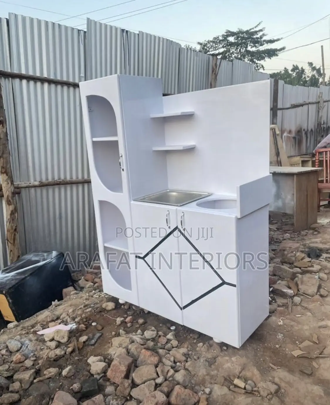 Modern White Kitchen Unit With Sink Station 