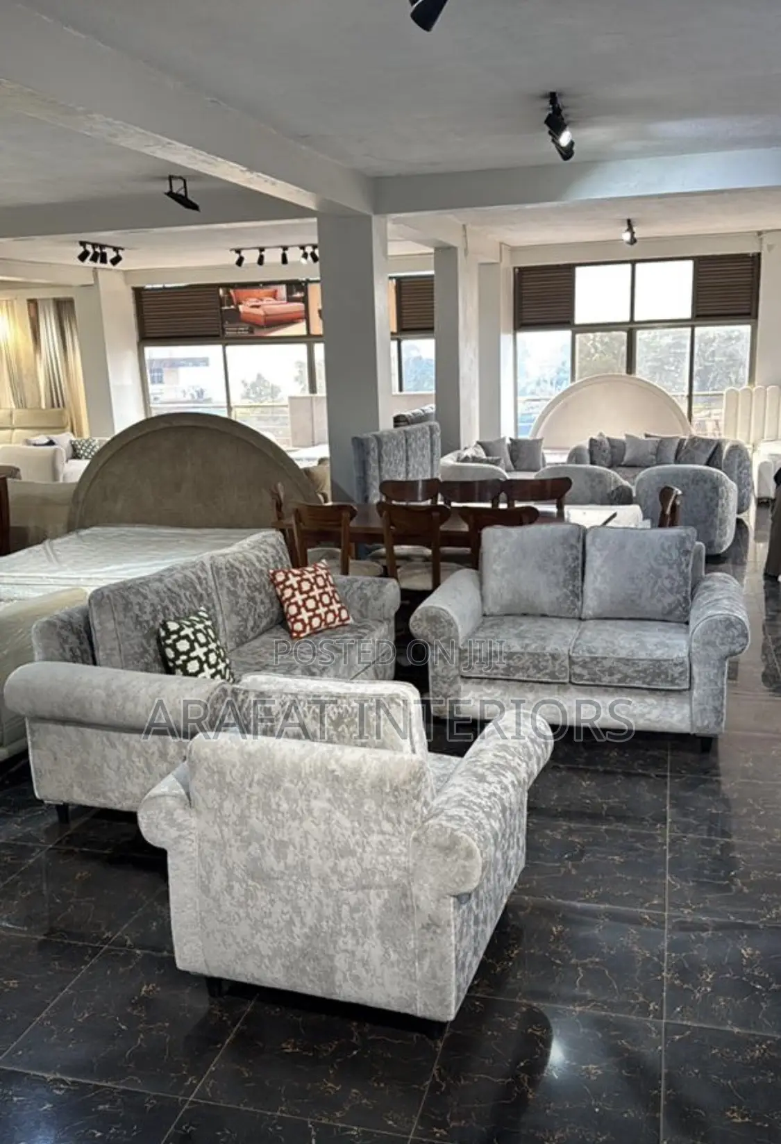 Stunning Light Gray Patterned Sofa Set | Perfect for Modern Homes