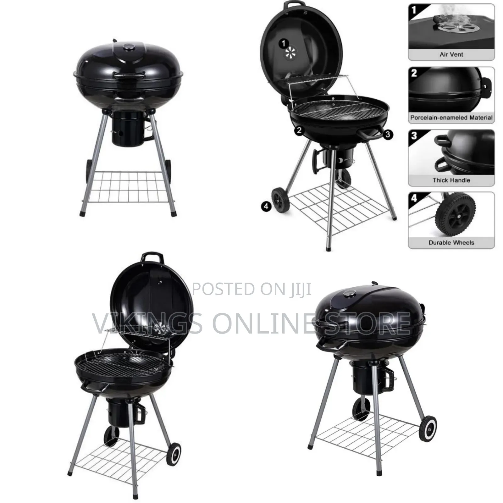 22.5 Inch Charcoal Grill With Large Cooking Grate Heavy Duty Charcoal