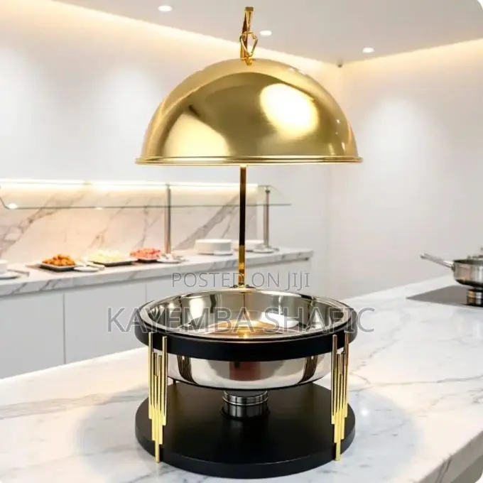 Luxury 9.5qt Stainless Steel Round Chafing Dish With Hanging Lid