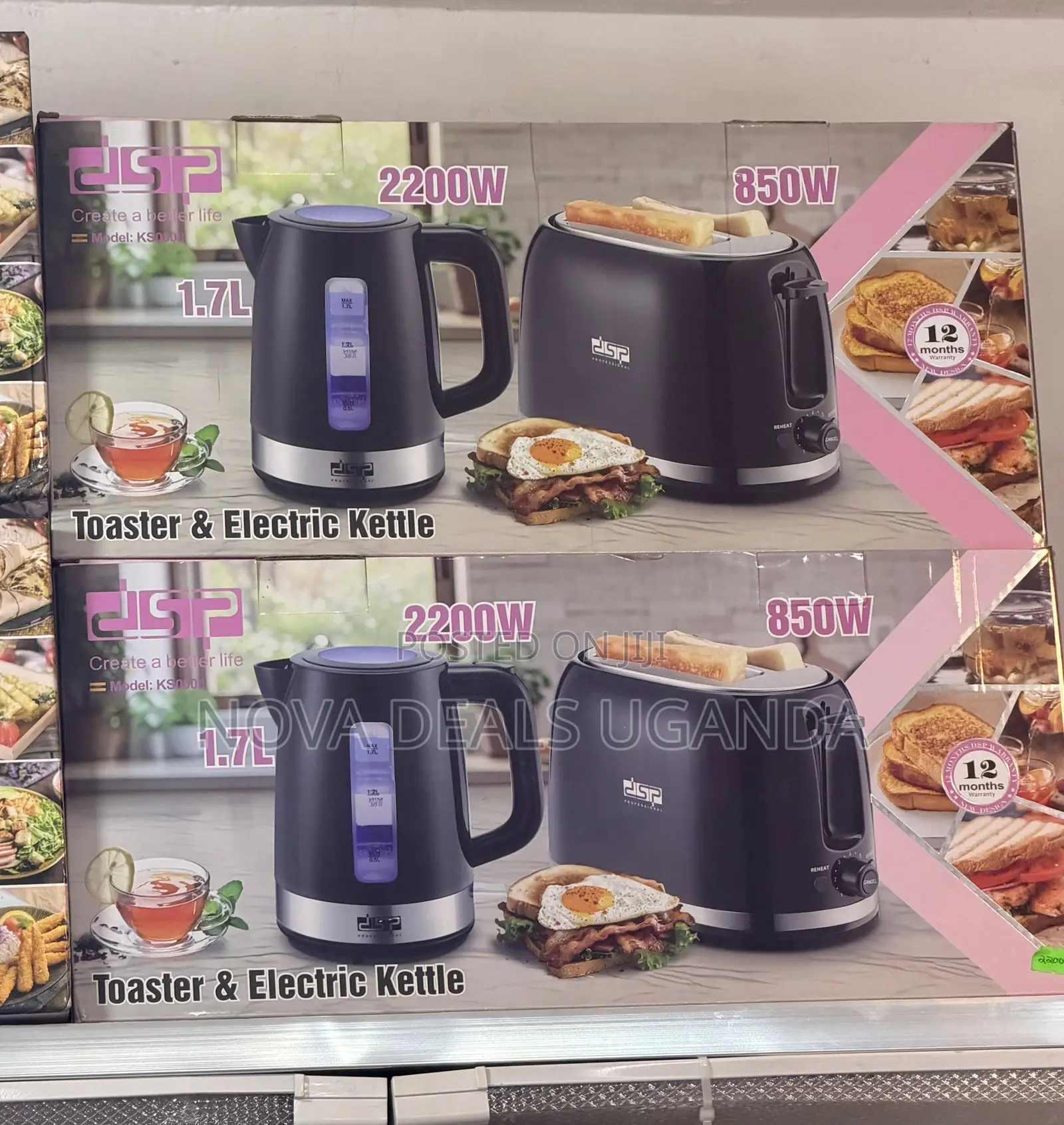 2-in-1, 1.7l Stainless Steel Kettle 2200w 2-Slice Toaster Steel Body