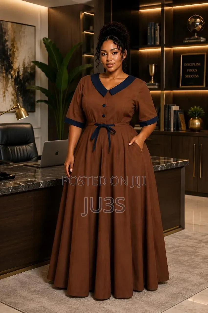 Classy Brown a-Line Shirt Dress
