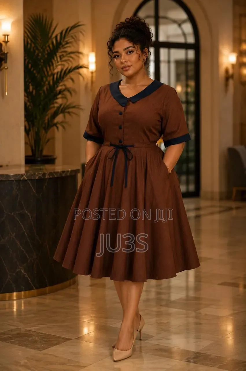 Classy Cocoa-Brown Midi Dress
