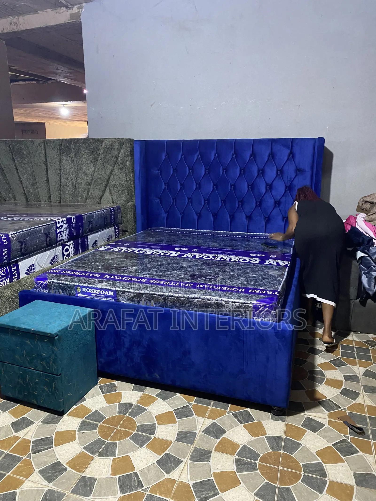 Modern High Tufted Velvet Bed
