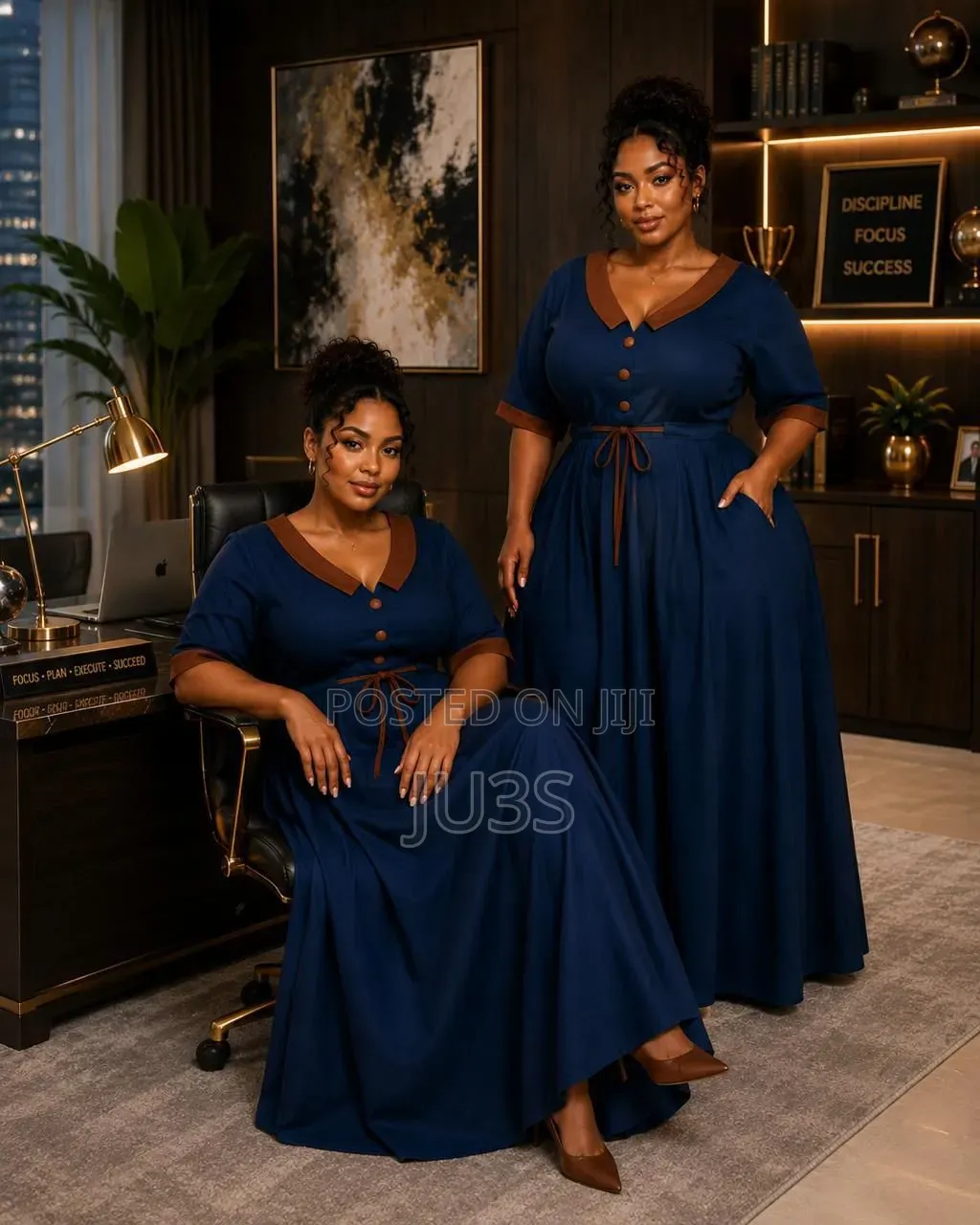 Elegant Navy Blue Maxi Dress