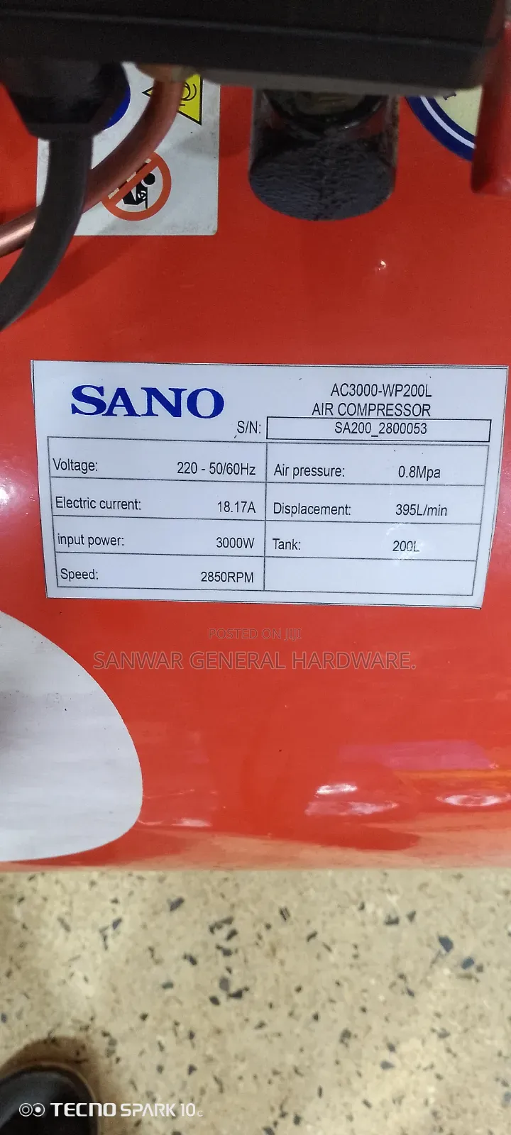 200l,Air Compressor, Electric 3piston(Single Pahse)