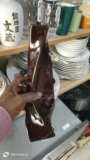 Uk Used Brown, Twisted Ceramic Vase.
