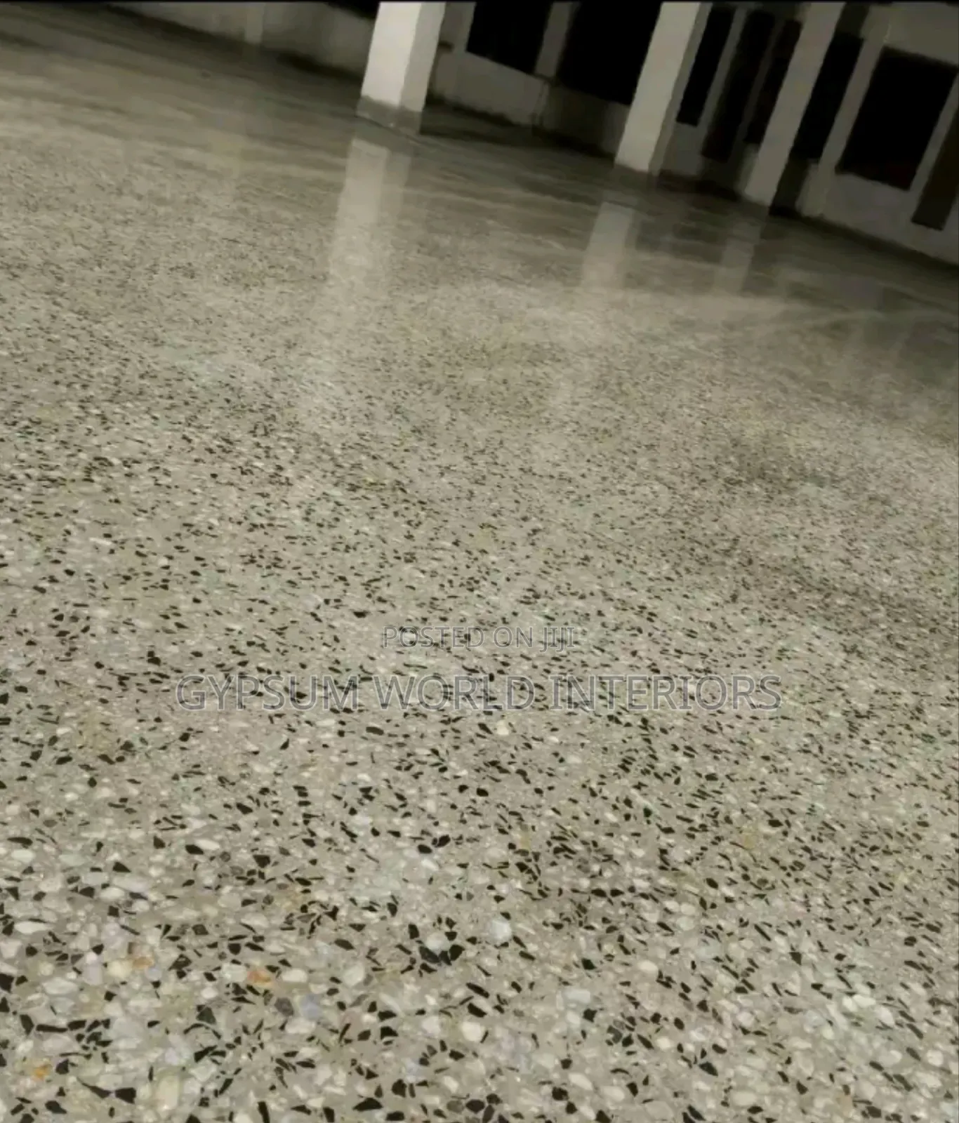 Terrazo Floor Finished Black and Gray at Mainhall