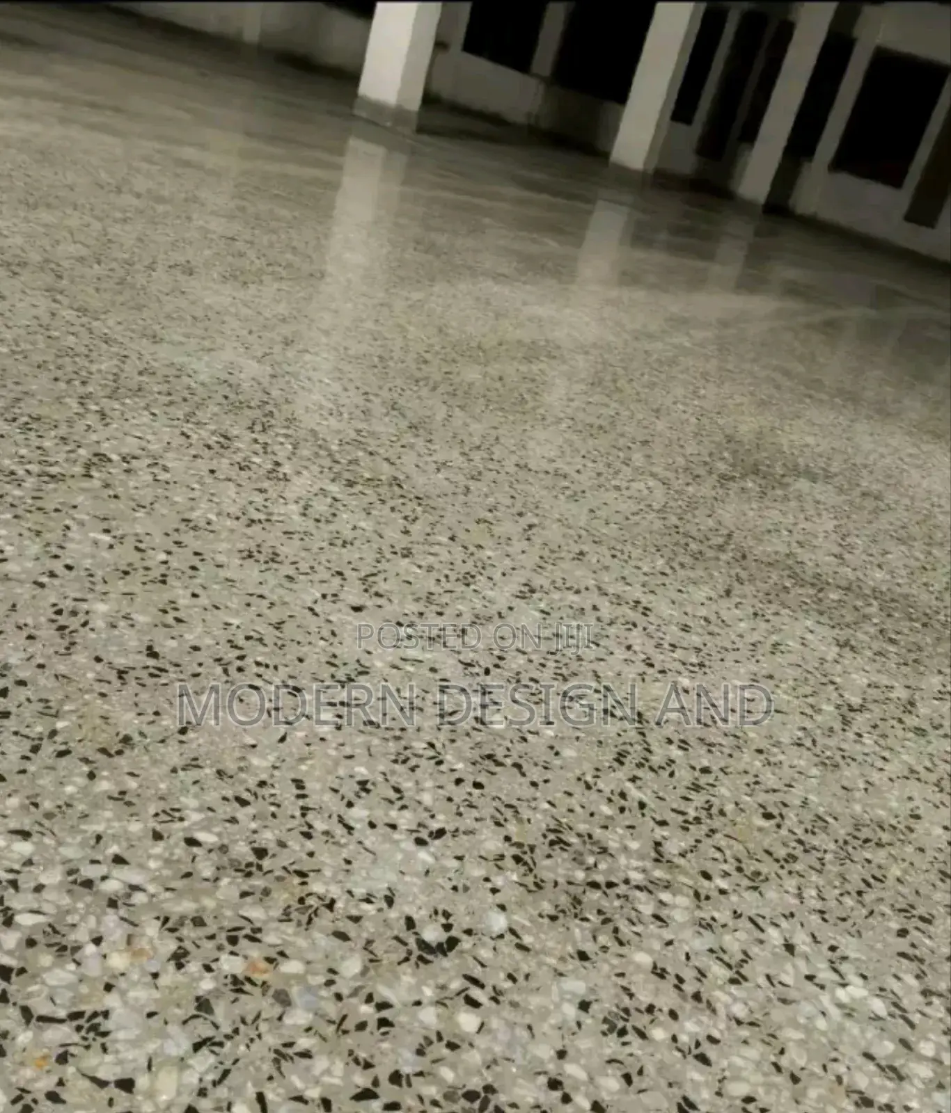Terrazo Floor Finished Black and Gray at Mainhall