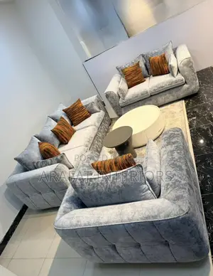 Luxurious, Modern Crushed Velvet Sectional in a Soft