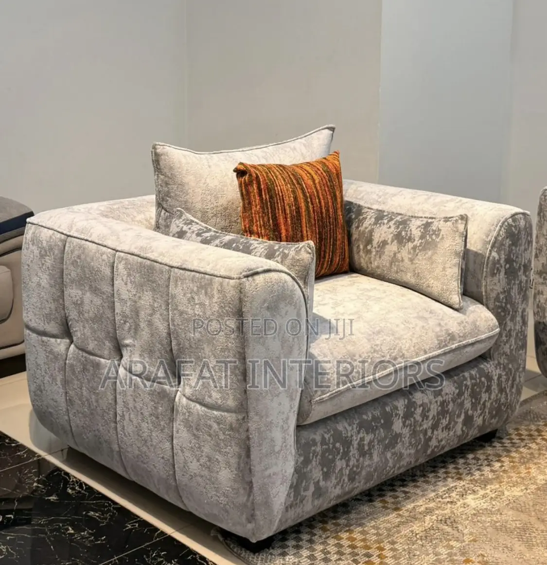 Luxurious, Modern Crushed Velvet Sectional in a Soft