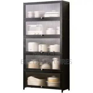 Elegant Multi-tier Display Storage Cabinet – Black Finish