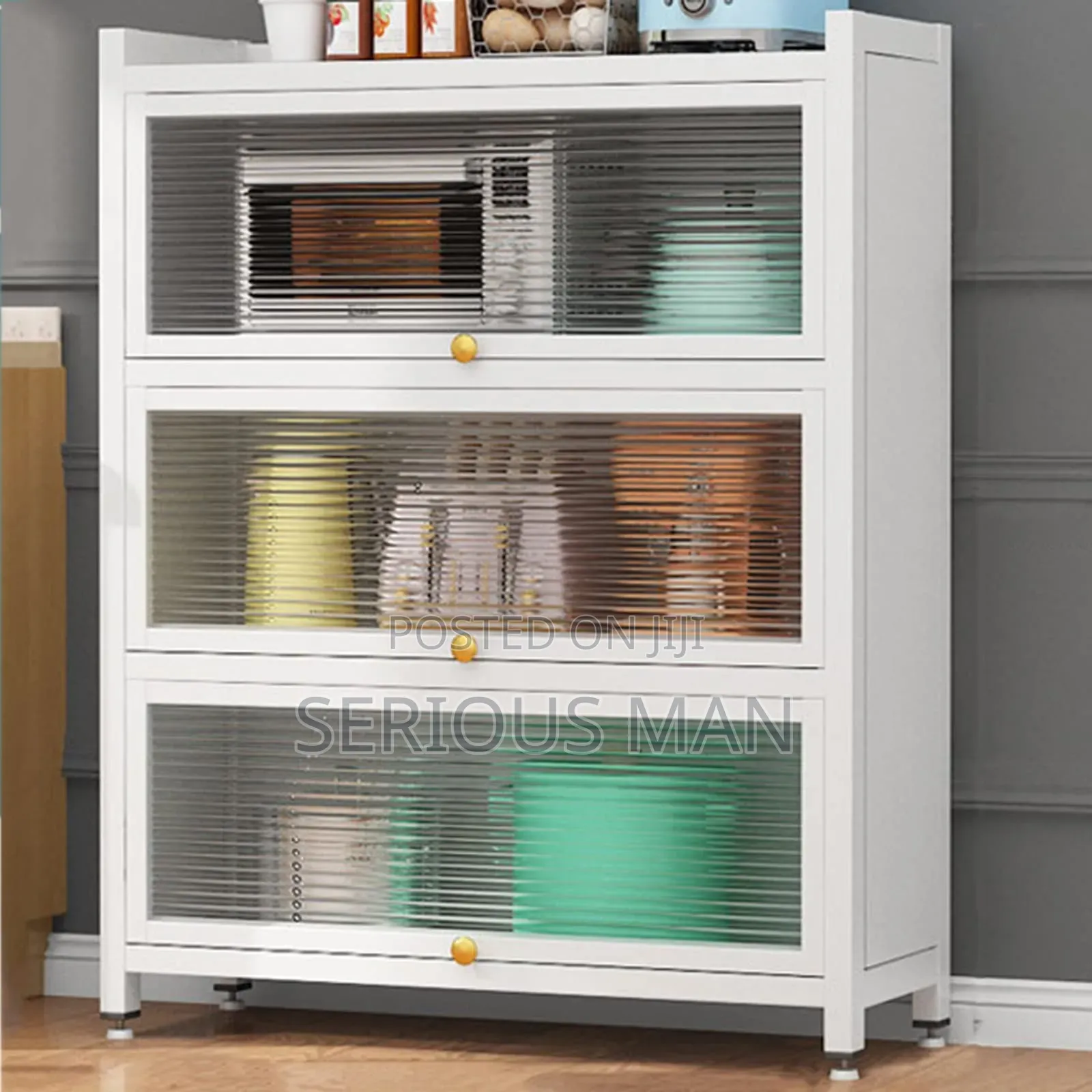 Multi-tier Freestanding Metal Kitchen Storage Cabinet F
