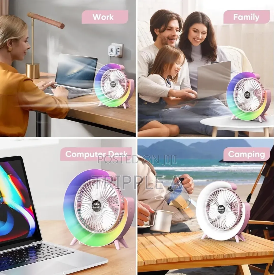 G- Shaped 7 Colorful Led Night Light Desktop Fan