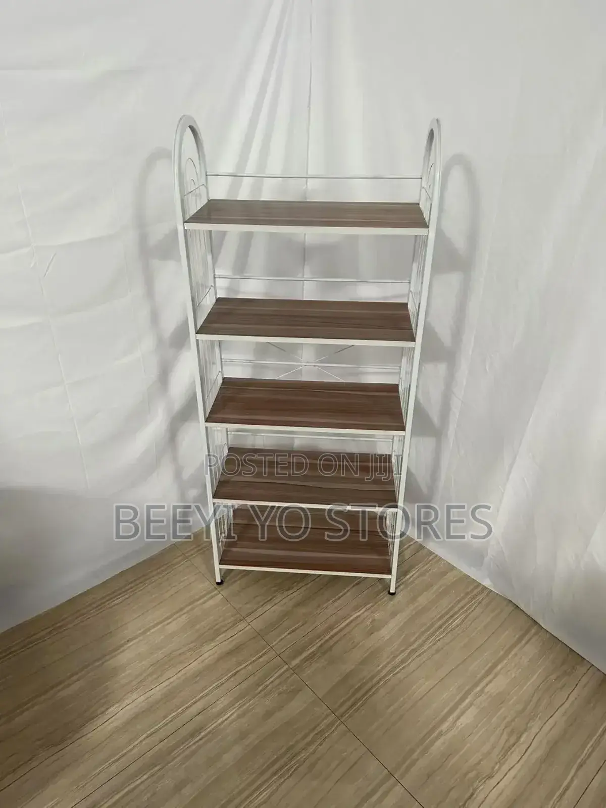 -Tier Industrial-Style Storage Rack – Wood White Metal