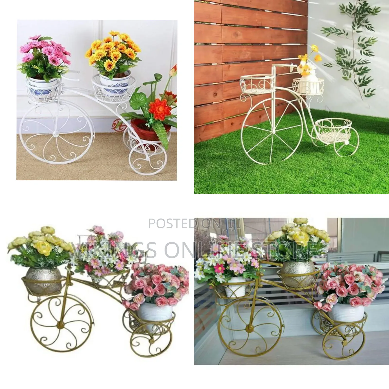 Antique Wrought Iron Bicycle Tricycle Planter Flower Pot Stand