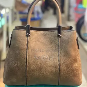 Tan Pebbled Faux Leather Satchel Handbag