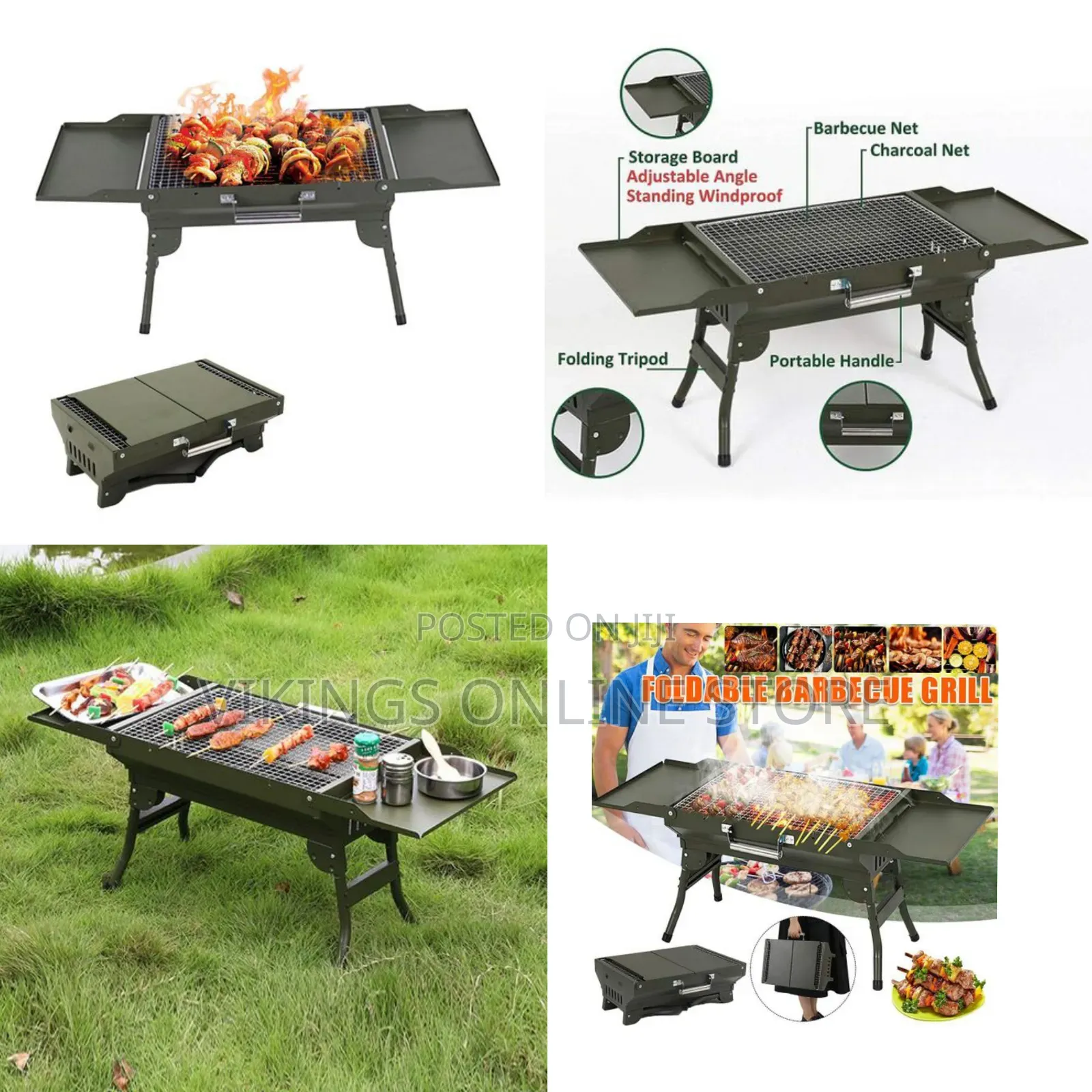 Portable Briefcase Charcoal Barbecue Grill Foldable Camping BBQ Foldin