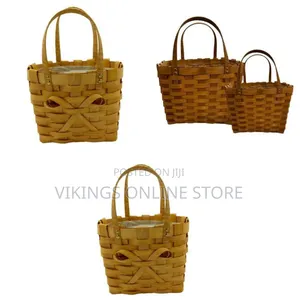 2 Piece Woven Flower Poppy Personal Picnic Basket, Fruit Insulated Bag