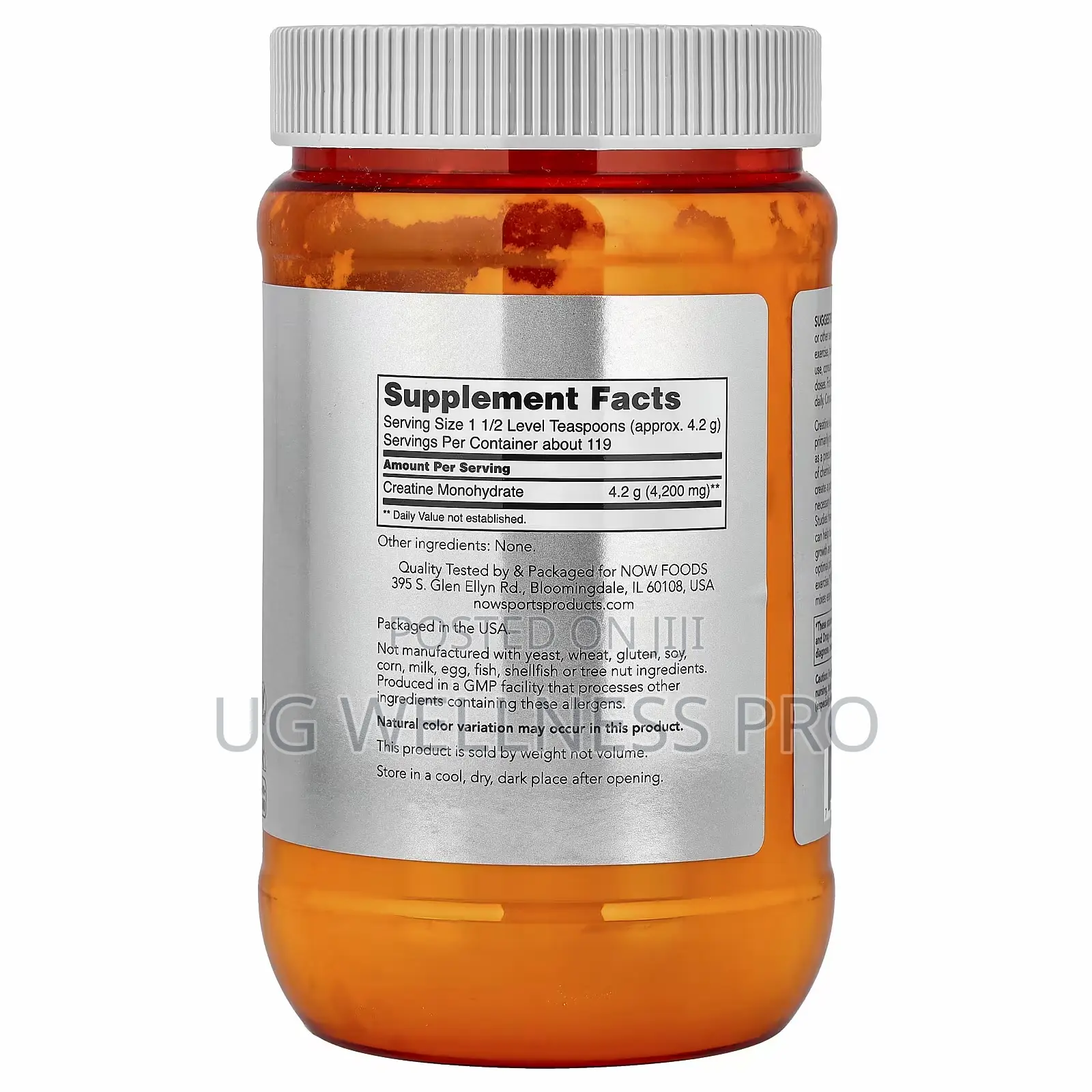 Now Foods Sports, Micronised Creatine Monohydrate, 500 G 119 Servings