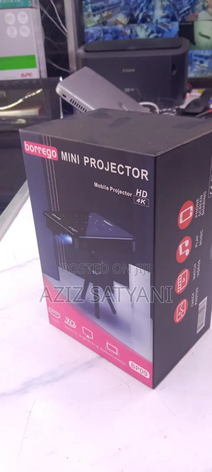 Borrego Mini Projector Ultra Hd Home Cinema Built Wifi 1000lum T200