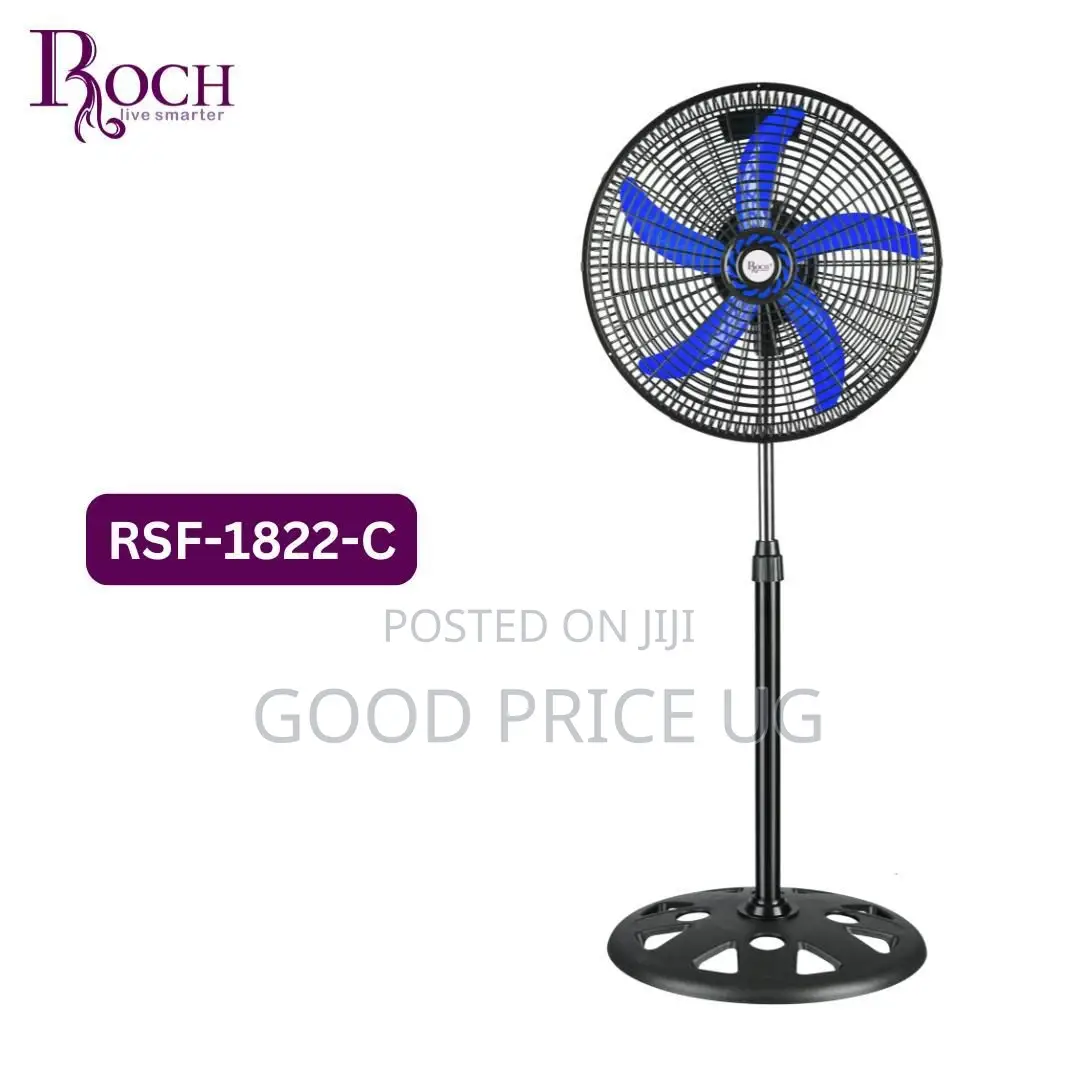 Roch 18-Inch Stand Fan Fdistinctive Blue Blades.