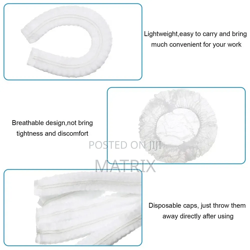 100pc Disposable Hair Net Non Woven Head Bouffant Hair Cap