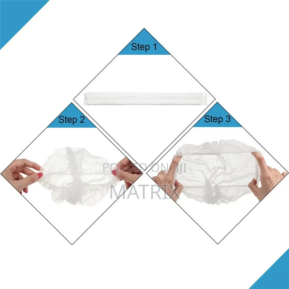 100pc Disposable Hair Net Non Woven Head Bouffant Hair Cap