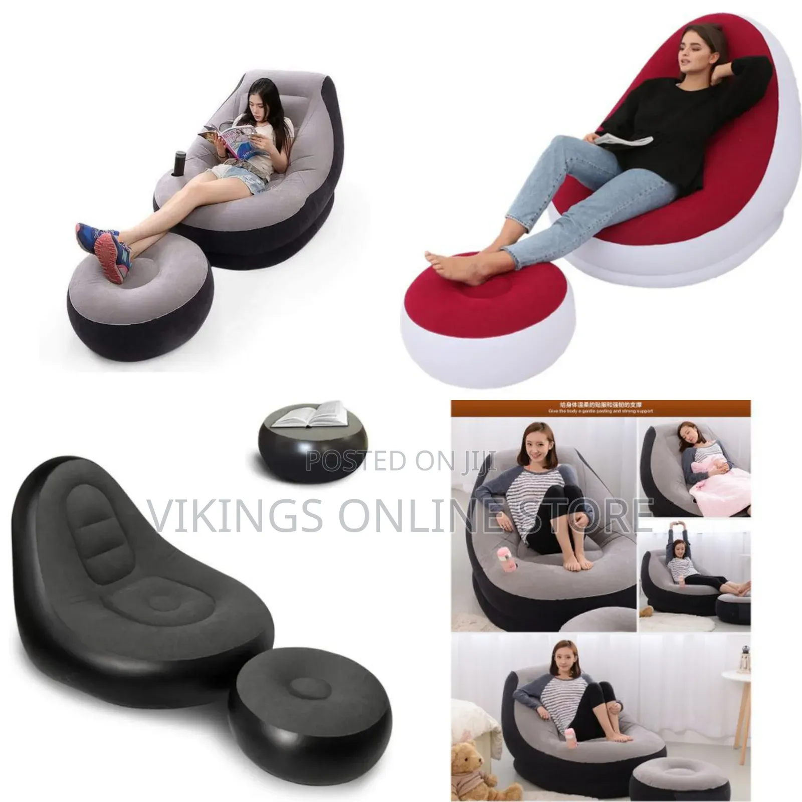 Intex Inflatable Flocking Air Chair With Footrestblow Up Couch