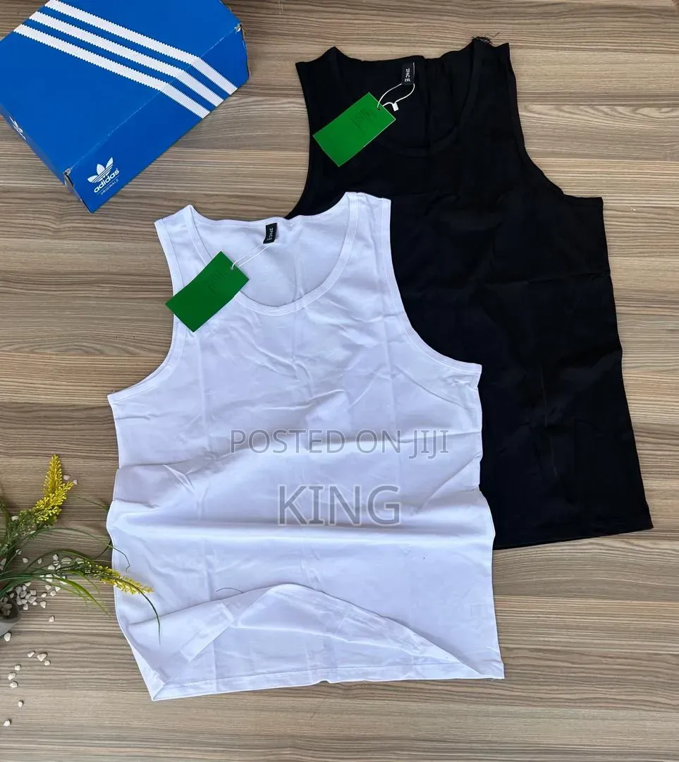 Adidas Men's Cotton Vest Pack. Black, White