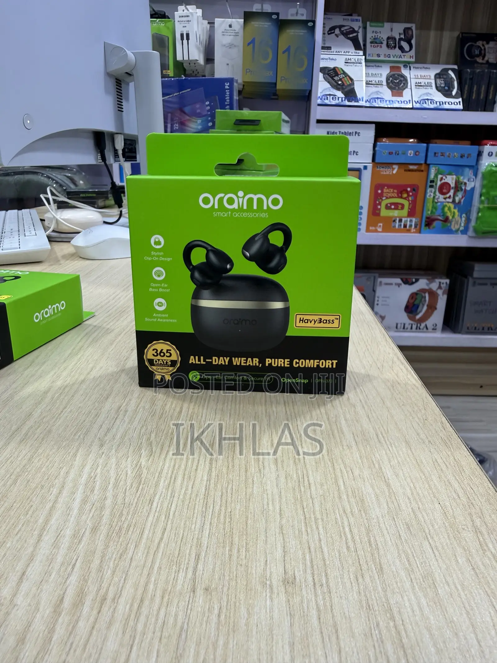 Oraimo Opensnap Opn-373 Earpods Stylish Clip-on Design , Open Ear Bass