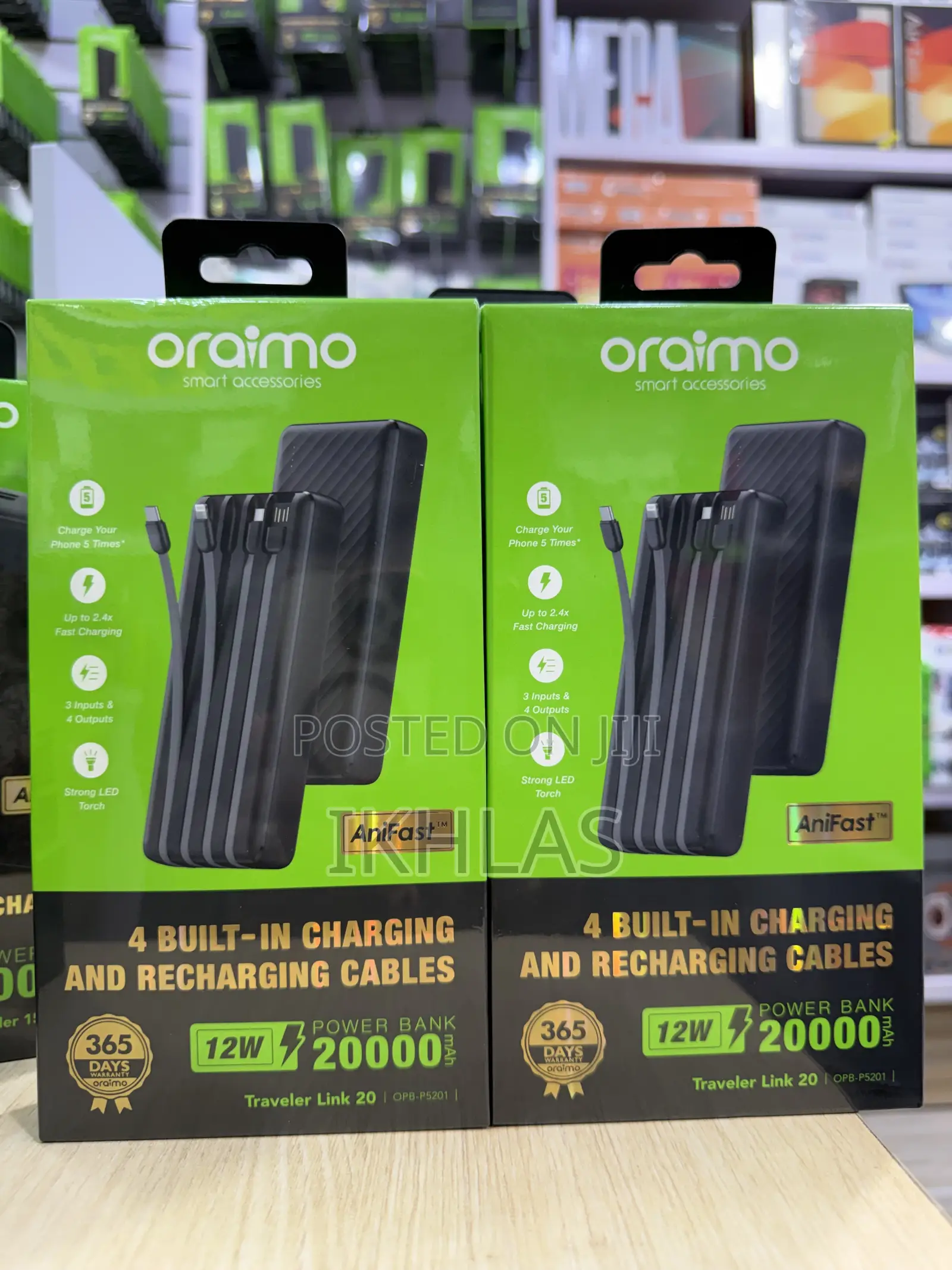 Oraimo Power Bank 20000mah Traveler Link Has 4built-in Charging Cables