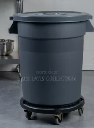 80ltr Commercial Round Kitchen Plastic Waste Bin With Rollers