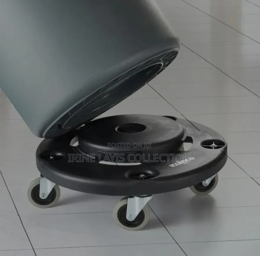 80ltr Commercial Round Kitchen Plastic Waste Bin With Rollers